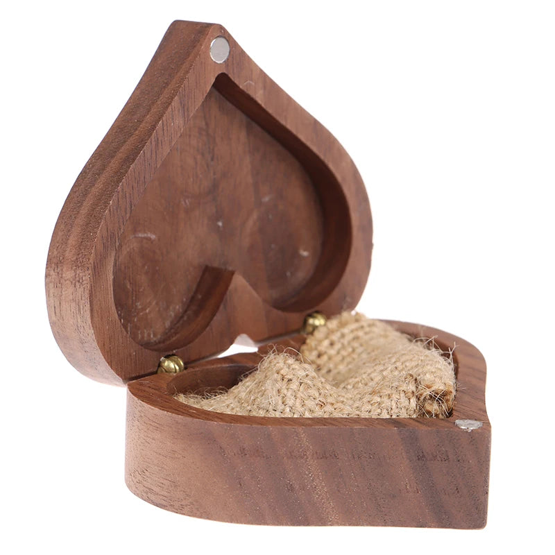 1Pcs Walnut Personalized Vintage Wedding Wood Ring Box Holder