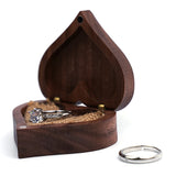 Walnut Wood Heart Jewelry Box Rustic Wedding Ring Box