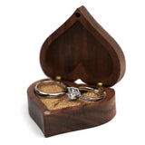 Walnut Wood Heart Jewelry Box Rustic Wedding Ring Box