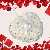 Wedding Ring Pillow with Heart Rhinestone and Pearl Decor