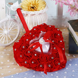 Wedding Ring Pillow with Heart Rhinestone and Pearl Decor