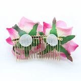 Red Rose Flower Hair Comb Bridal Wedding Jewelry Prom Headpiece