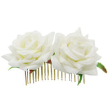 Red Rose Flower Hair Comb Bridal Wedding Jewelry Prom Headpiece