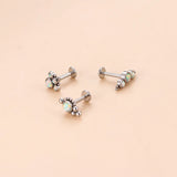 Stainless Steel Opal Flat Back Lip Labret Piercing
