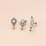 Stainless Steel Opal Flat Back Lip Labret Piercing