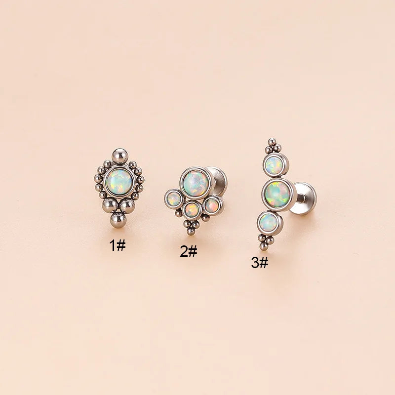 Stainless Steel Opal Flat Back Lip Labret Piercing