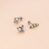 Stainless Steel Opal Flat Back Lip Labret Piercing