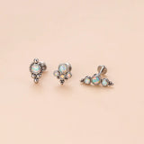 Stainless Steel Opal Flat Back Lip Labret Piercing