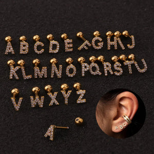 1.2mm Stainless Steel E Letter Stud Ear Cuf for Women