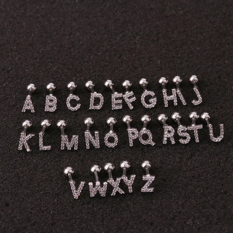 1.2mm Stainless Steel E Letter Stud Ear Cuf for Women