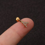 1.2mm Stainless Steel E Letter Stud Ear Cuf for Women