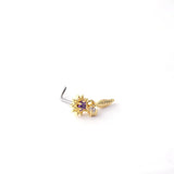 20G Surgical Stainless Steel CZ Dangle Nose Studs Colorful Screw Nose Rings