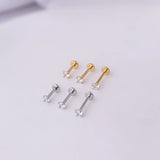 Zircon Lip Piercing Studs 3MM 1.2*6/8/10mm