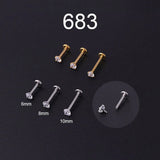 Zircon Lip Piercing Studs 3MM 1.2*6/8/10mm