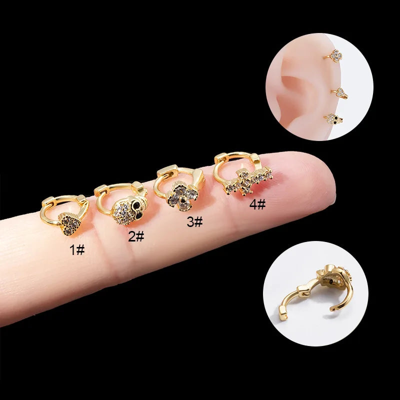 Small Hoop Earrings Heart Cross Zircon Ear Buckle Irregular Earrings