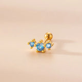 Zircon Crown Flower Earrings for Women Ear Cuff Stainless Steel Piercing Stud