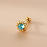 Zircon Stainless Steel Moon Dangle Stud Earrings