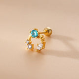 Zircon Stainless Steel Moon Dangle Stud Earrings