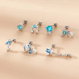 Zircon Stainless Steel Moon Dangle Stud Earrings