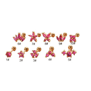 Zircon Crown Earring Women Ear Cuff Stainless Steel Piercing Stud Teens