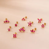 Zircon Crown Earring Women Ear Cuff Stainless Steel Piercing Stud Teens