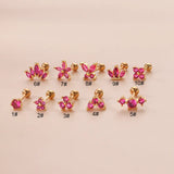 Zircon Crown Earring Women Ear Cuff Stainless Steel Piercing Stud Teens