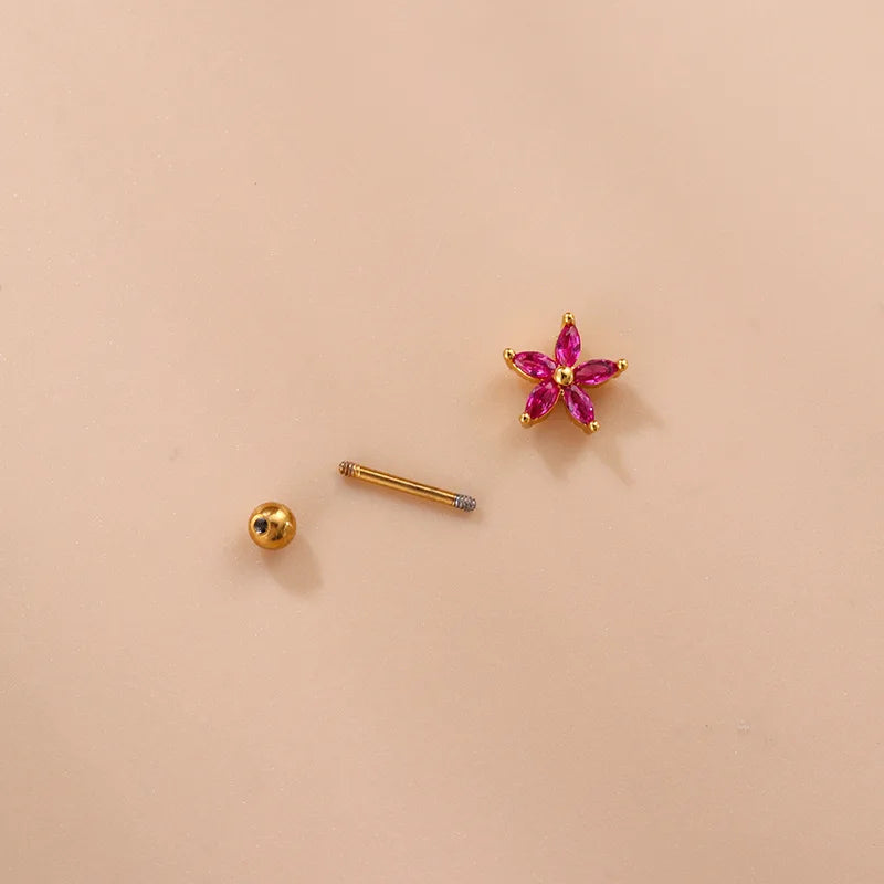 Zircon Crown Earring Women Ear Cuff Stainless Steel Piercing Stud Teens