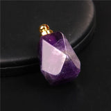 Faceted Stone Perfume Bottle Pendant - Reiki Essential Oil Diffuser