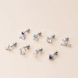 Zircon Stainless Steel Ear Cuff Earring for Women Moon Geometry Piercing Stud