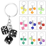 Multi-color Resin Dice Keychain Set