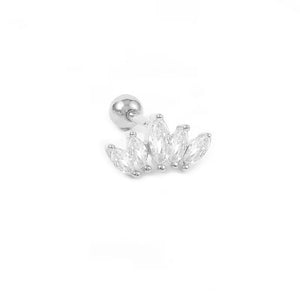 Multicolor Zircon Crown Stud Earrings 925 Sterling Silver Cartilage Piercing