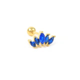 Multicolor Zircon Crown Stud Earrings 925 Sterling Silver Cartilage Piercing