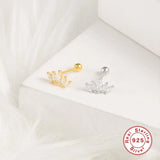 Multicolor Zircon Crown Stud Earrings 925 Sterling Silver Cartilage Piercing