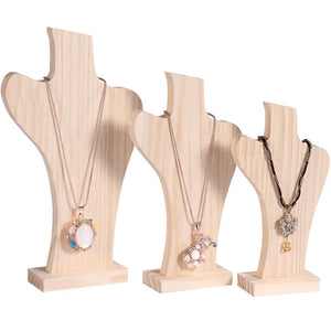 Wood Mannequin Bust Earrings Necklace Shop Window Jewelry Display