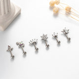 16G Rod Screw Ear Bone Stud Earrings Flower Zircon Earring for Teens