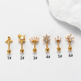 16G Rod Screw Ear Bone Stud Earrings Flower Zircon Earring for Teens