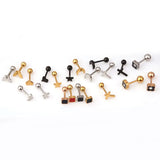 Personality Piercing Stud Earrings for Women Cross Heart Stainless Steel