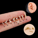 Butterfly Stud Earrings for Women Stainless Steel Ear Cuffs Teens