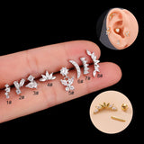 Butterfly Stud Earrings for Women Stainless Steel Ear Cuffs Teens