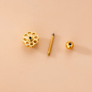 Purple Zircon Cross Flower Earrings Stainless Steel Piercing Stud