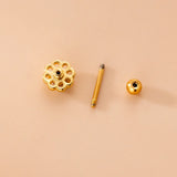 Purple Zircon Cross Flower Earrings Stainless Steel Piercing Stud