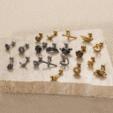 Stainless Steel Earring Piercing Rod Screw Stud Earrings for Women Men's Retro