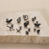 Stainless Steel Earring Piercing Rod Screw Stud Earrings for Women Men's Retro