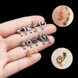 Stainless Steel Earring Piercing Rod Screw Stud Earrings for Women Men's Retro