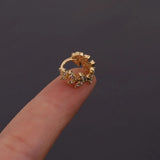Stainless Steel Plate Silver Hoop Earrings Zircon Star Leaf Hoops Jewelry