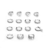 Stainless Steel Plate Silver Hoop Earrings Zircon Star Leaf Hoops Jewelry