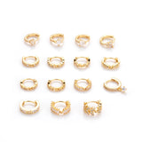 Stainless Steel Plate Silver Hoop Earrings Zircon Star Leaf Hoops Jewelry
