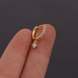 Stainless Steel Plate Silver Hoop Earrings Zircon Star Leaf Hoops Jewelry