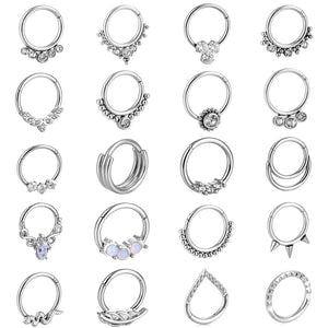Heart Clip On Nose Ring Crystal Septum Ring Clicker Cross Nose Clip