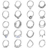 Heart Clip On Nose Ring Crystal Septum Ring Clicker Cross Nose Clip